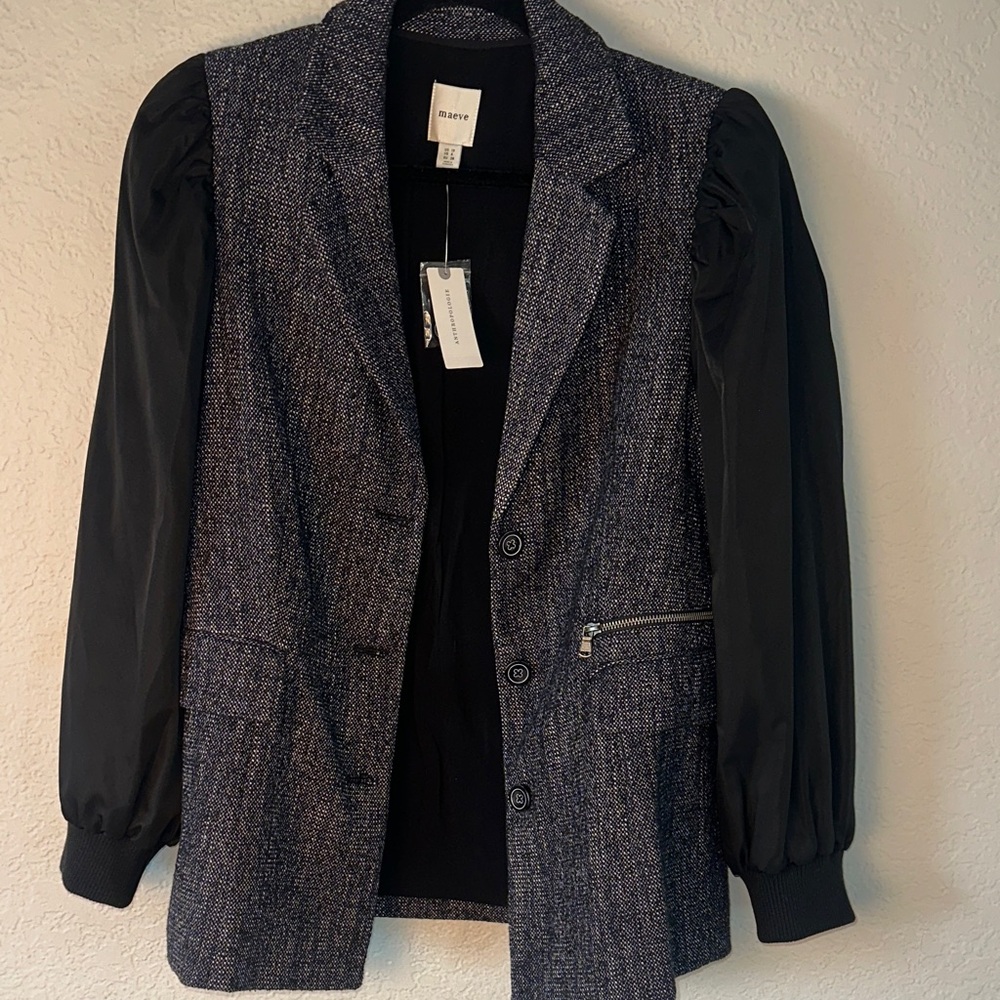Maeve Tweed Black and Gray Blazer